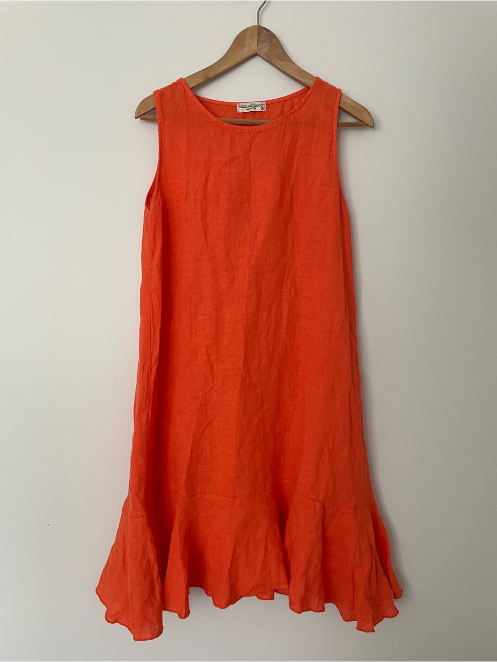 Orange Sleeveless Linen Dress